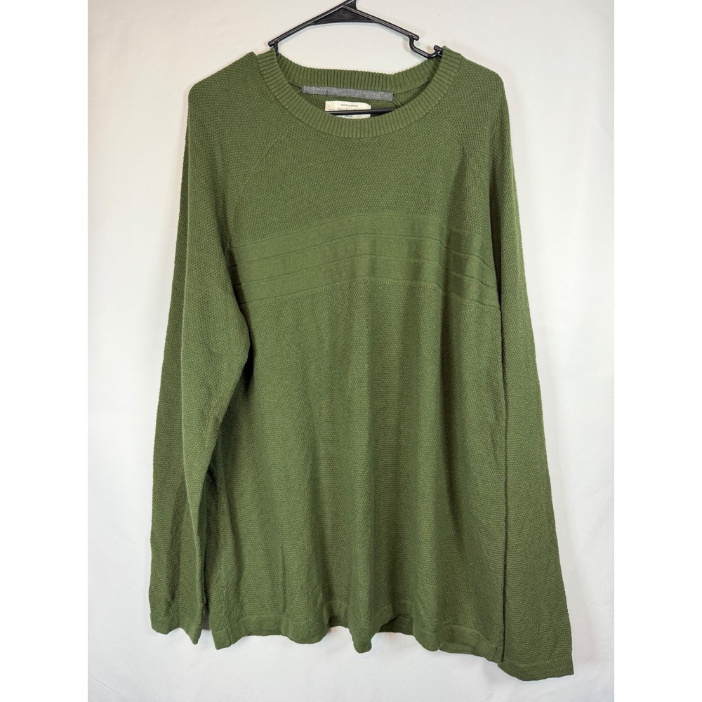 Hawker Rye Mens XL Olive Green Cotton Cashmere Blend Crew Neck Knit Sweater